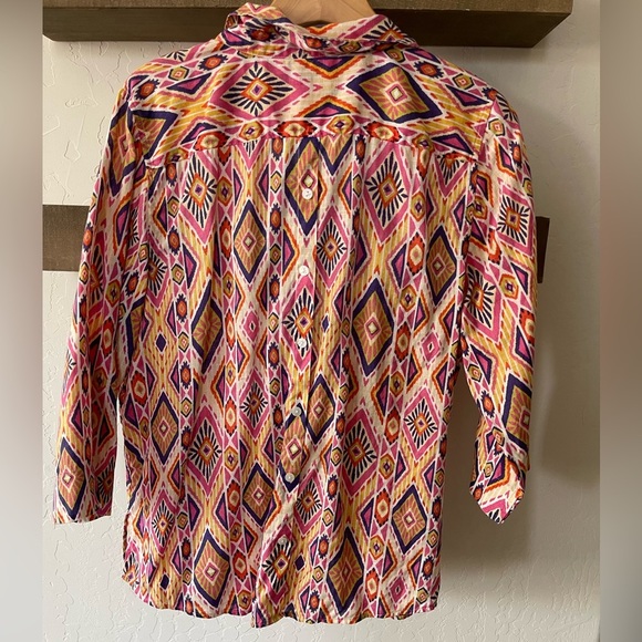 Chico’s| Boho Linen Long Sleeve Blouse, No-Iron Fabric—Size 2•••Lagenlook - Picture 6 of 16